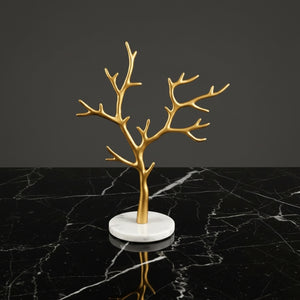 Arbre à bijoux or et marbre