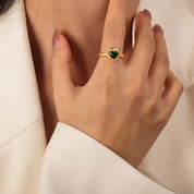 Bague cœur – Acier inoxydable doré 18K, ajustable et hypoallergénique