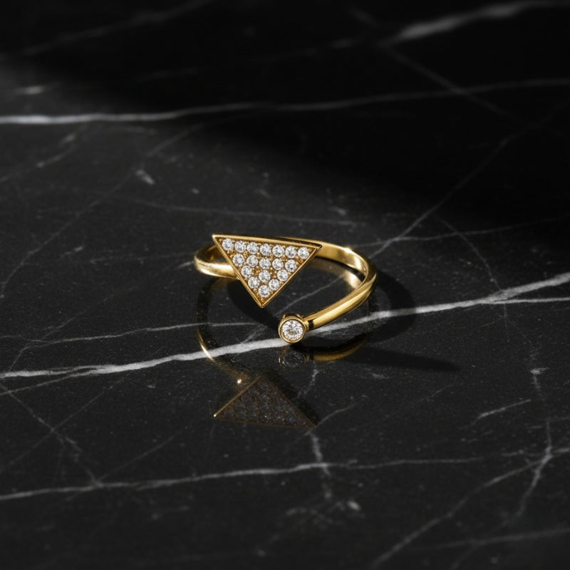 Bague oxyde de zirconium – Acier inoxydable ajustable doré ou argenté