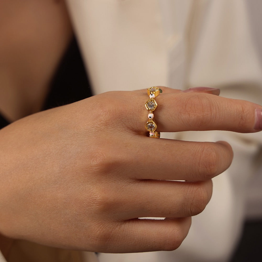 bague or pierres multicolores