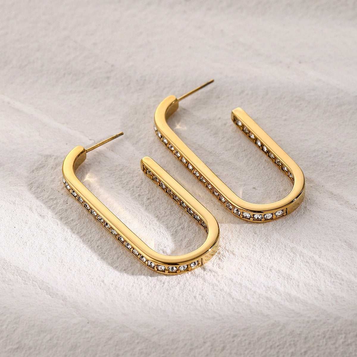 Boucles d’oreilles créoles strass – Acier inoxydable doré 18K
