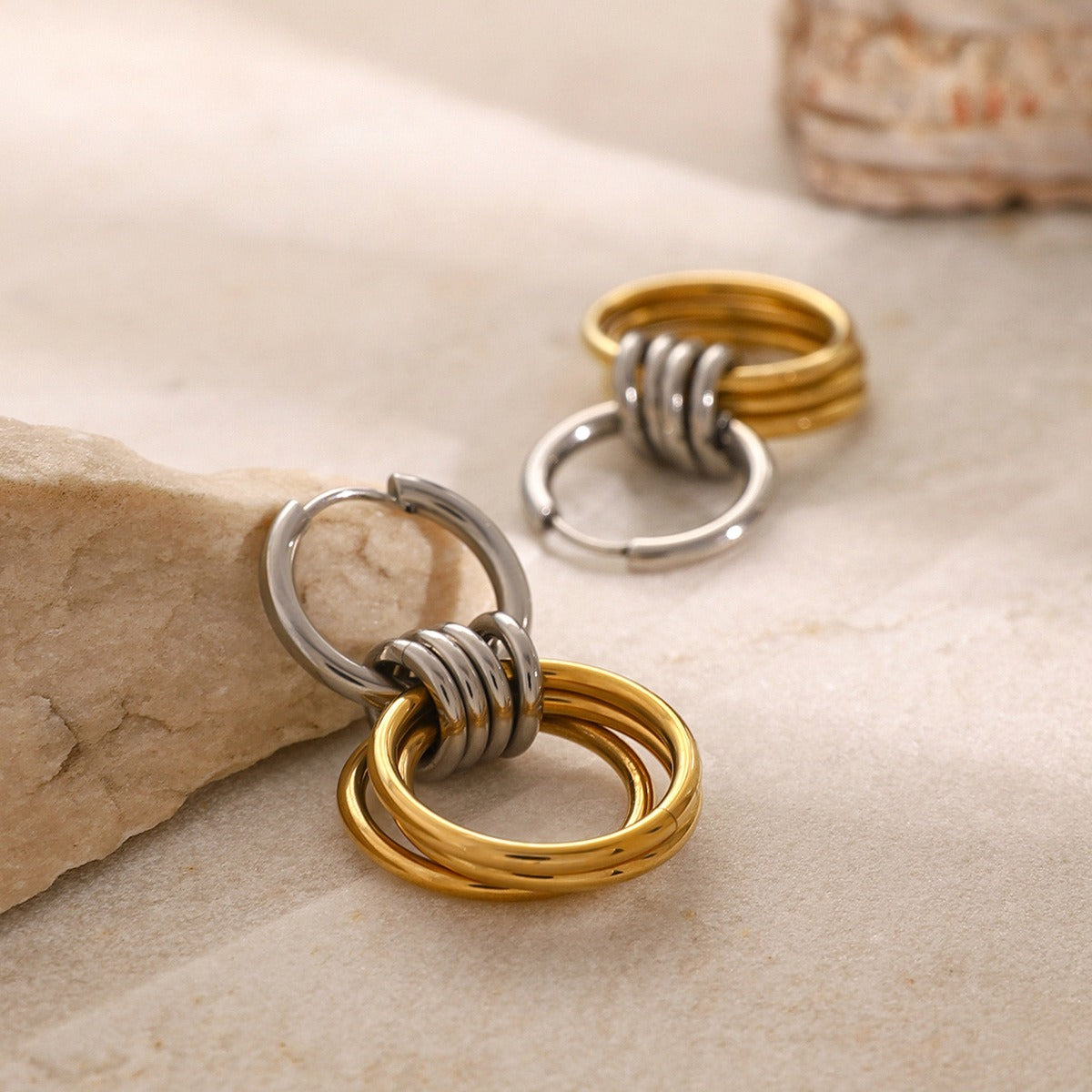 Boucles d'oreilles créoles bicolores