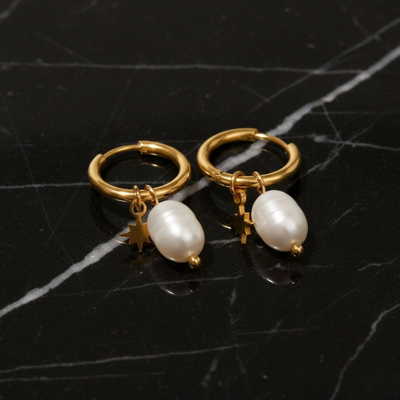 Boucles d'oreilles créoles perle