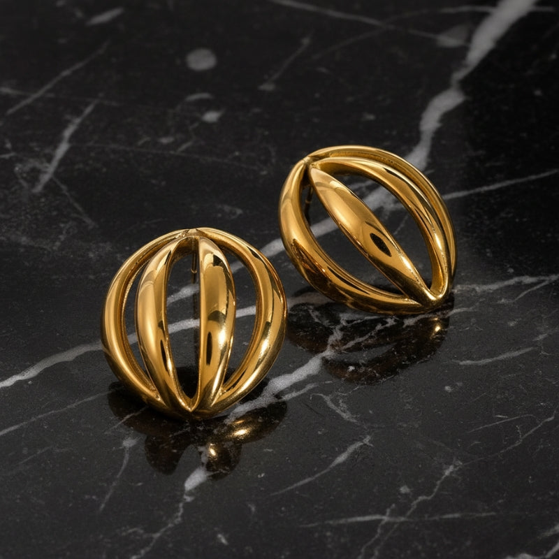Boucles d’oreilles ovales dorées minimalistes – acier inoxydable PVD 18K