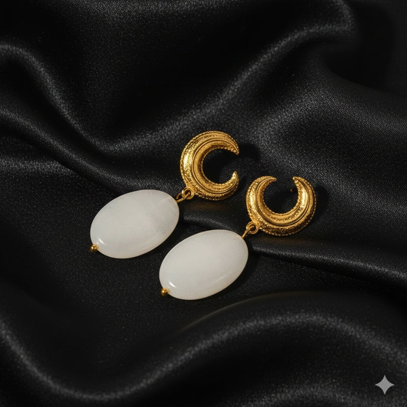 Boucles d’oreilles pendantes avec pierre en acier inoxydable