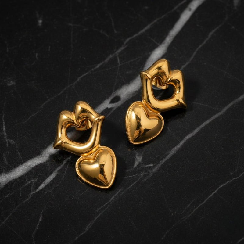 Boucles d'oreilles cœur ondulé