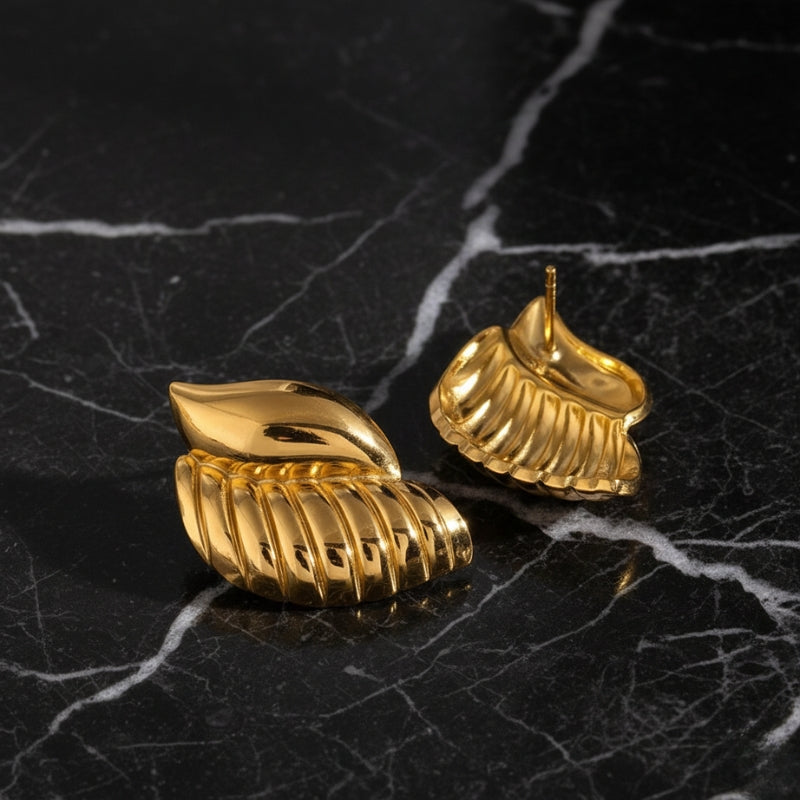 Boucles d’oreilles rétro dorée – acier inoxydable PVD 18K