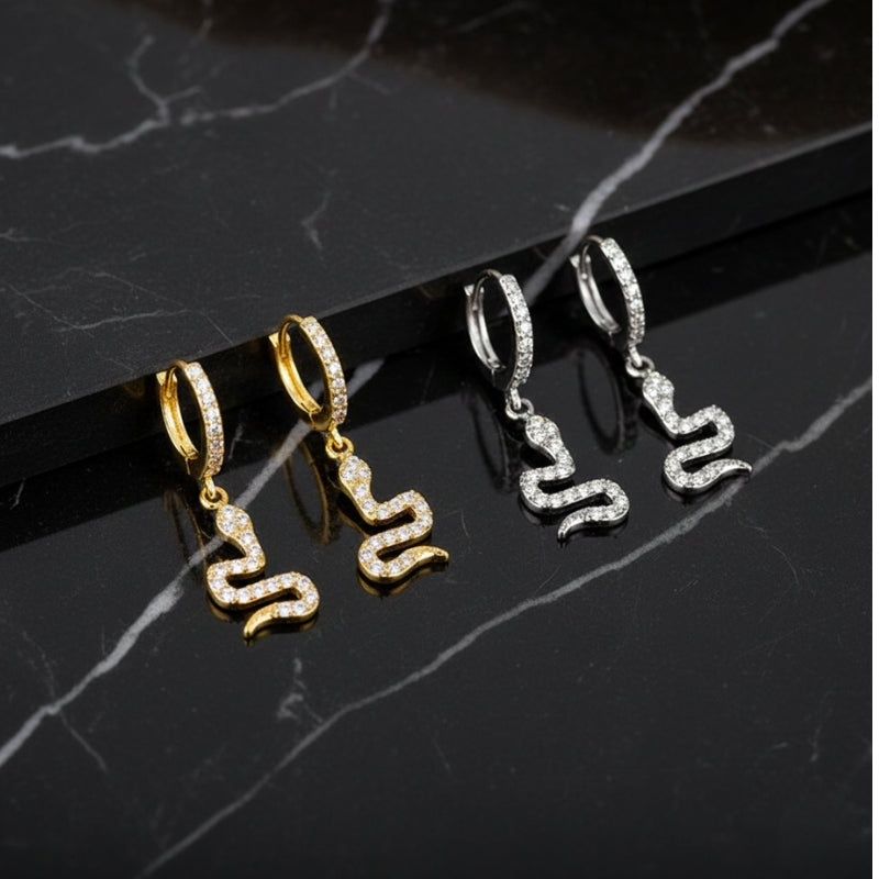 boucle d'oreille serpent argent