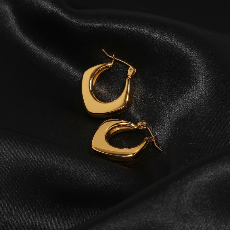 Boucles d’oreilles petites créoles, géométrique en acier doré, boucle d oreille petite creole diamant