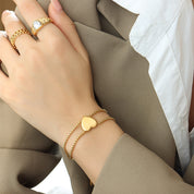 Bracelet petit cœur – Bijou en acier inoxydable plaqué or 18 carats