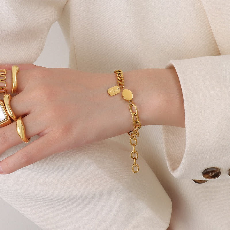 Bracelet maille fantaisie – Acier inoxydable doré ou argenté
