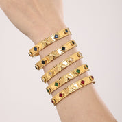 Bracelet jonc papillon en pierres colorées – Acier inoxydable et PVL 18K