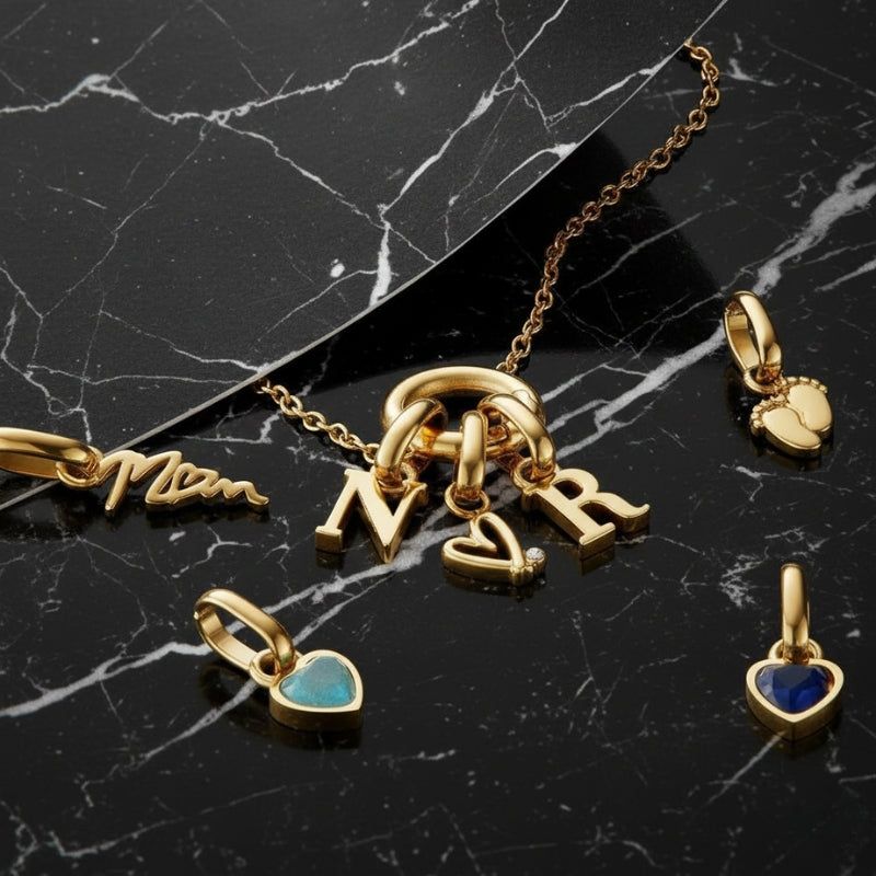 Collier personnalisé lettres et pierres de naissance cœur