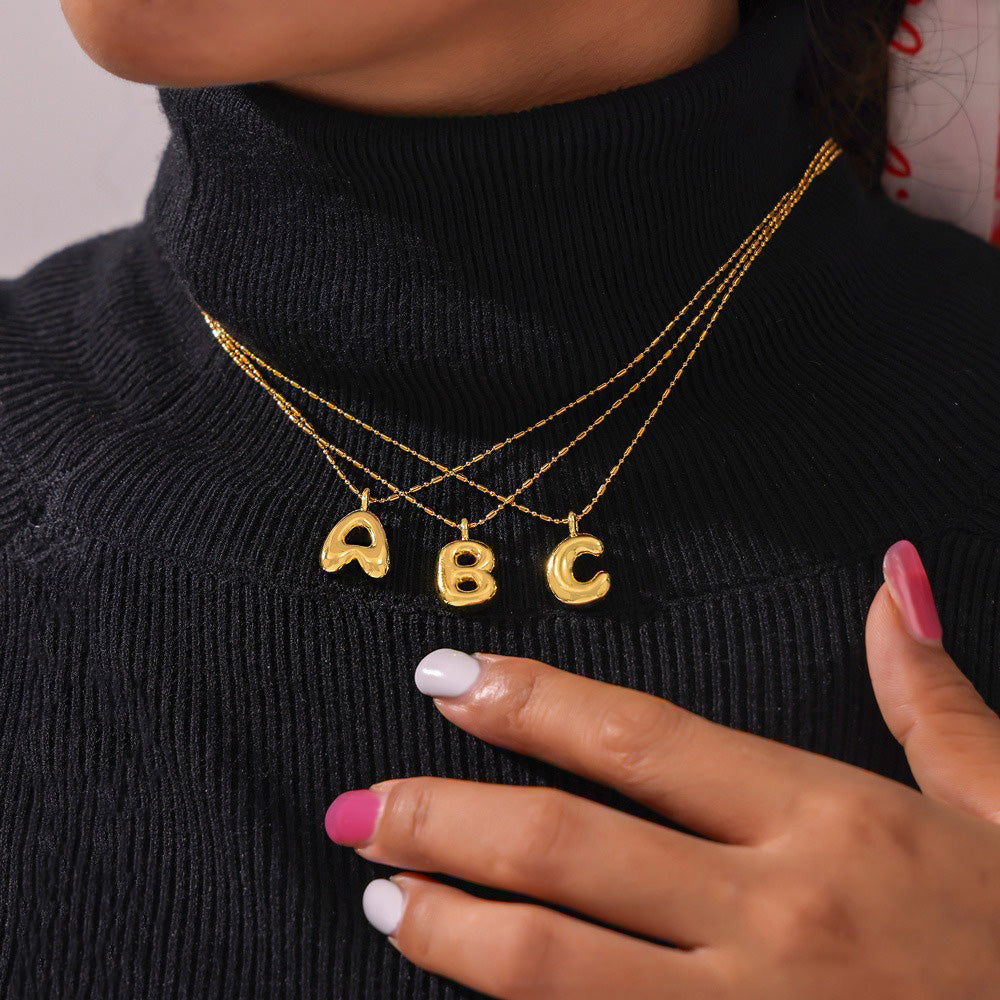 Collier personnalisé grosses lettres en acier inoxydable plaqué or 18K