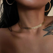 Collier ras de cou luxe – Acier inoxydable doré 18K, collier ras de cou noir