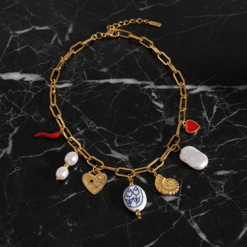 Collier femme fantaisie coloré