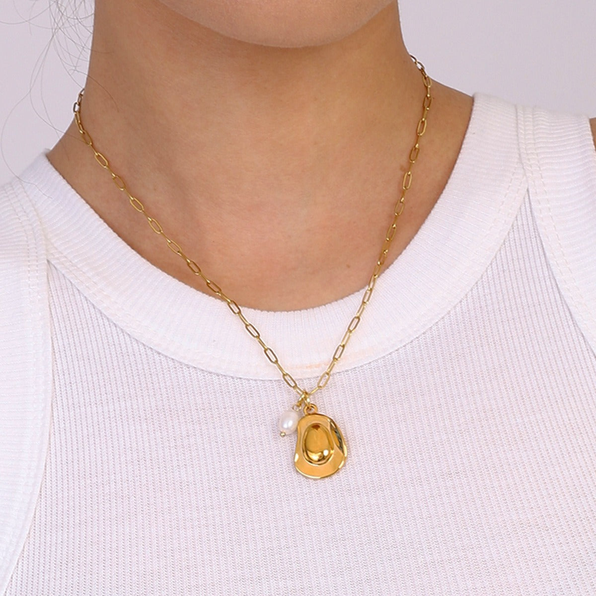 Collier petite perle – Chaîne en acier inoxydable avec PVD 18K