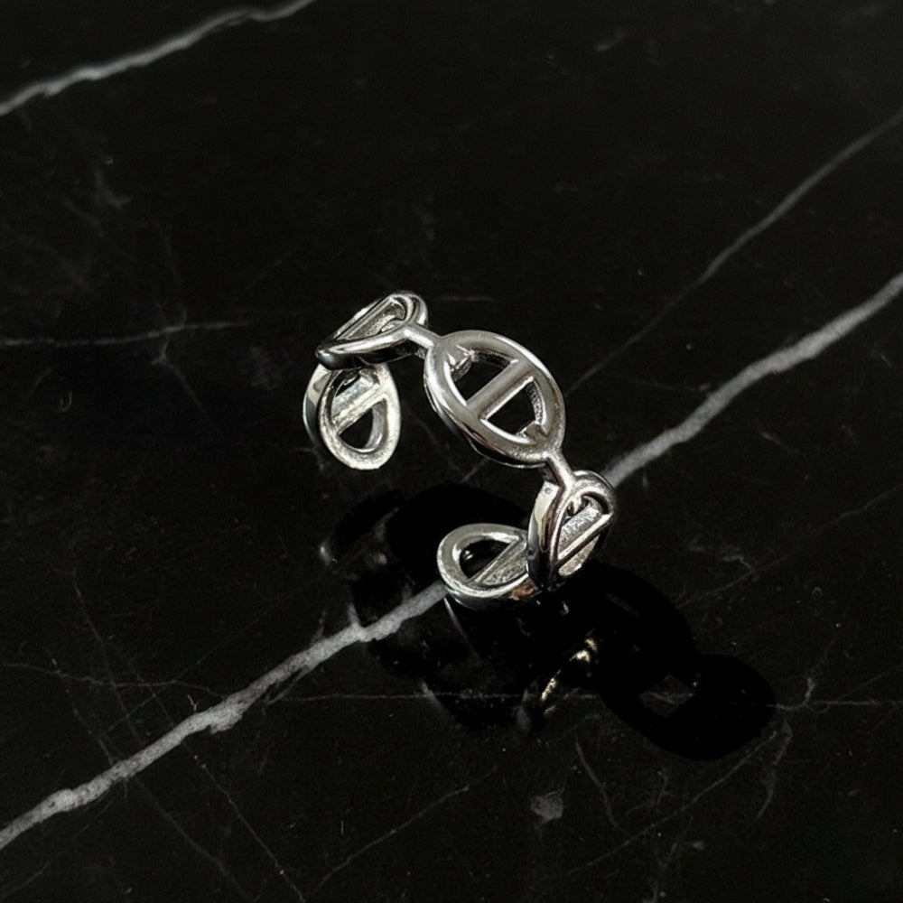 Bague baby 'Carina' grain de café ajustable en acier inoxydable