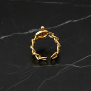Bague 'Lunaris' ajustable en acier inoxydable et plaqué or 18k