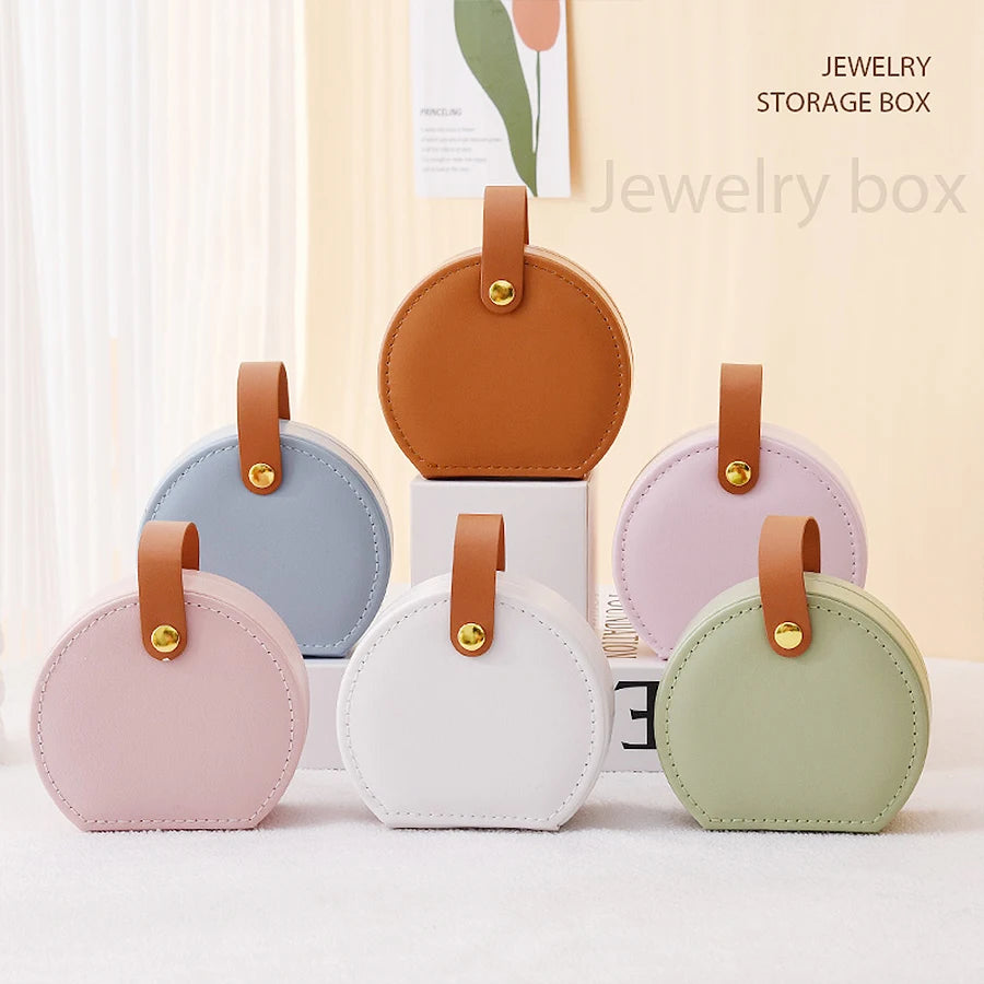 Petite boîte à bijou ronde – Étui compact avec bouton pression