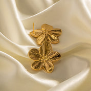 Boucle d’oreille fleur de cerisier en acier inoxydable et or 18K, bijoux musardise