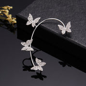 Boucles d’oreilles grimpantes papillon pierres et acier inoxydable