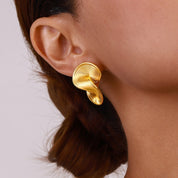 Boucles d’oreilles luxe – Design géométrique doré en acier inoxydable