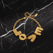 Bracelet LOVE Lettres – Acier inoxydable,Or 18 Carats