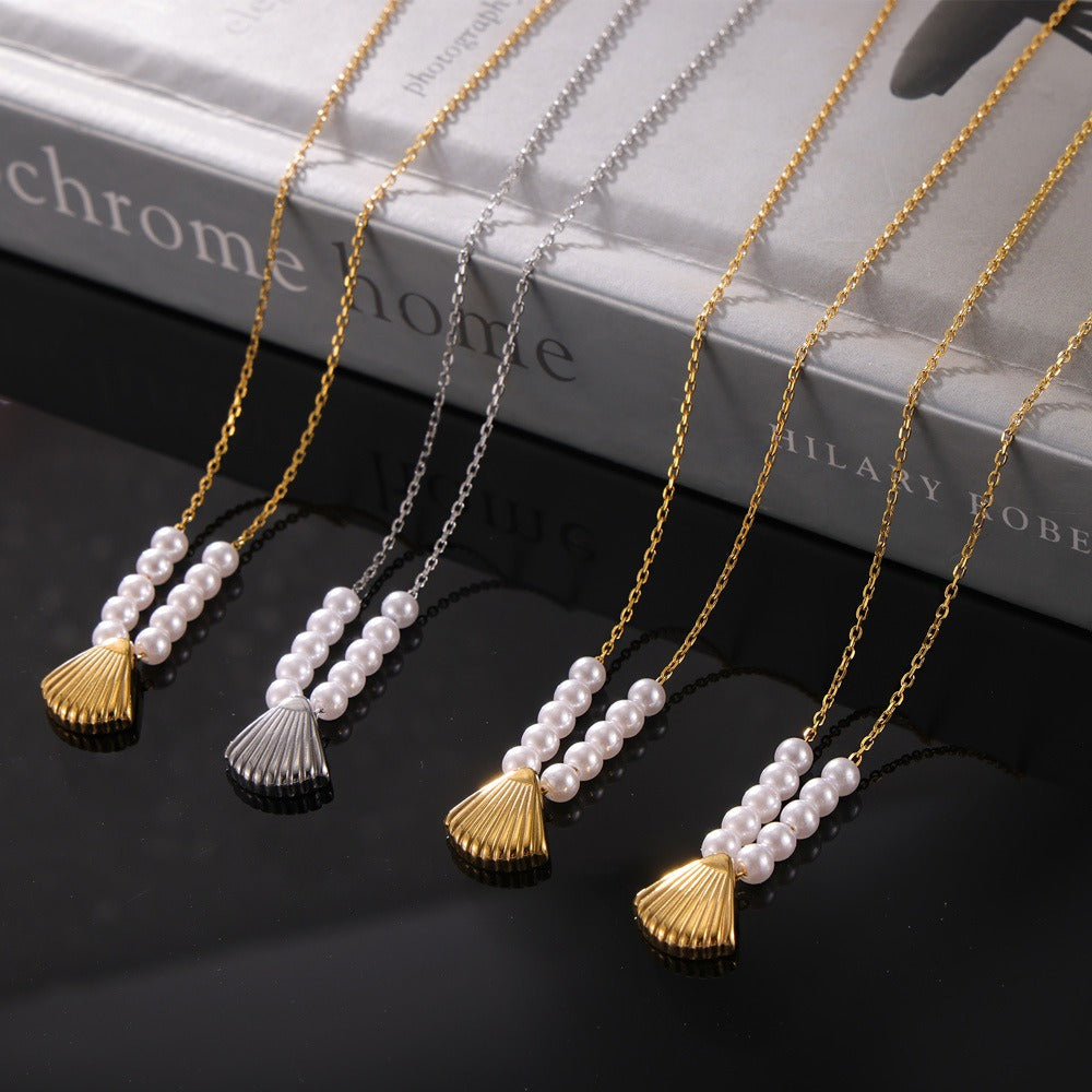 Collier perle et coquillage