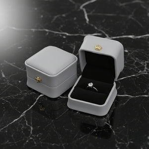 Écrin bague similicuir gris